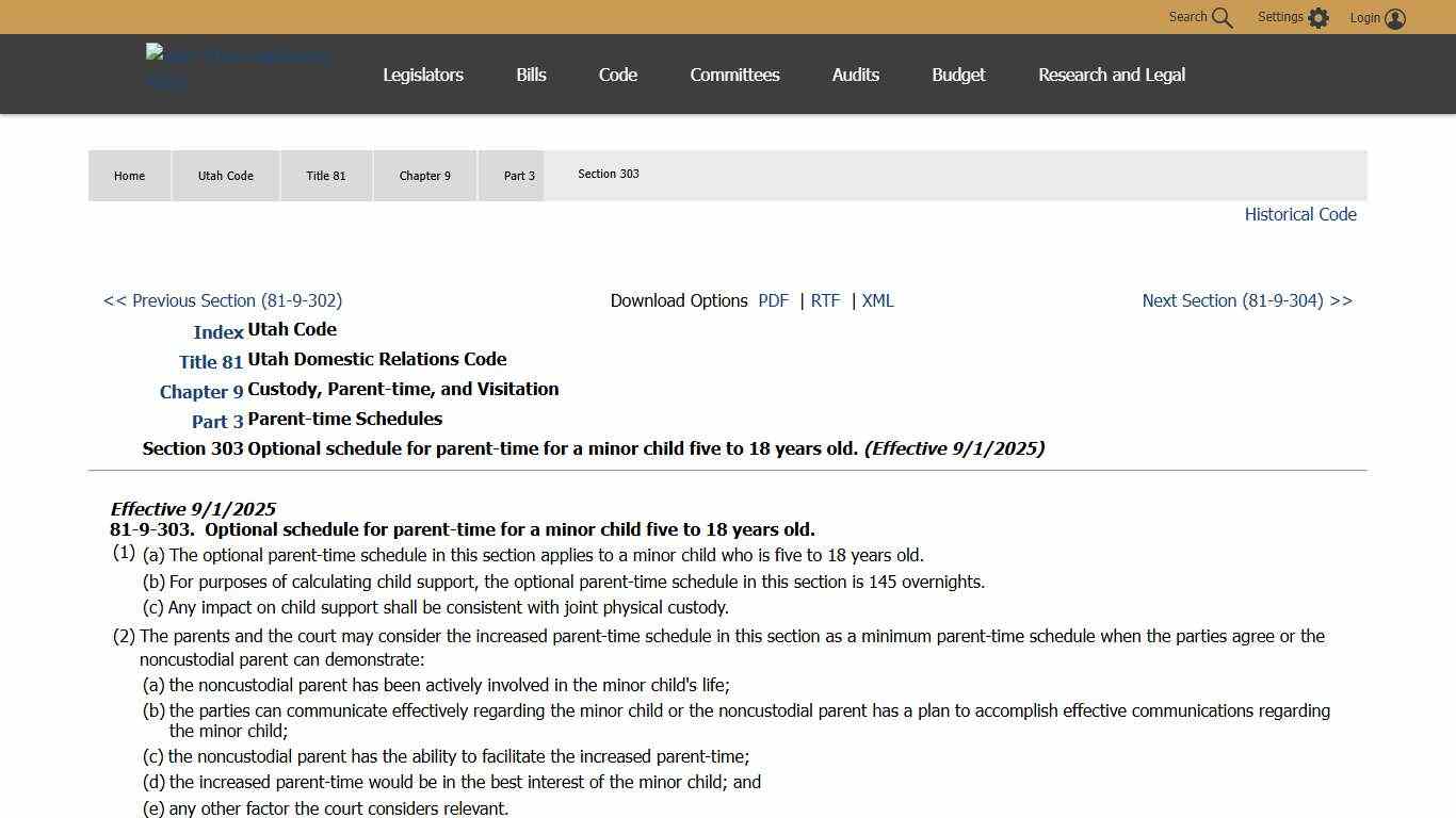 Utah Code Section 81-9-303