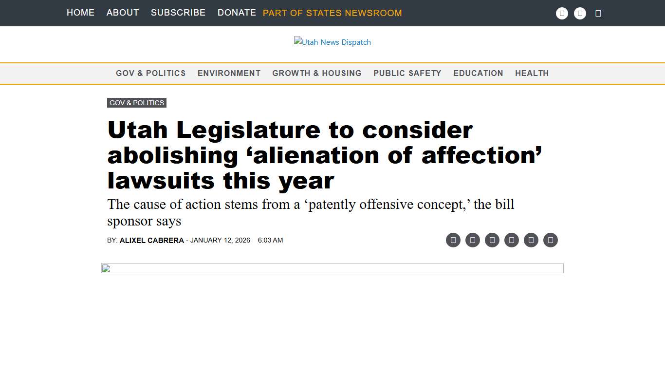 Utah Legislature to consider abolishing ‘alienation of affection’ lawsuits this year • Utah News Dispatch